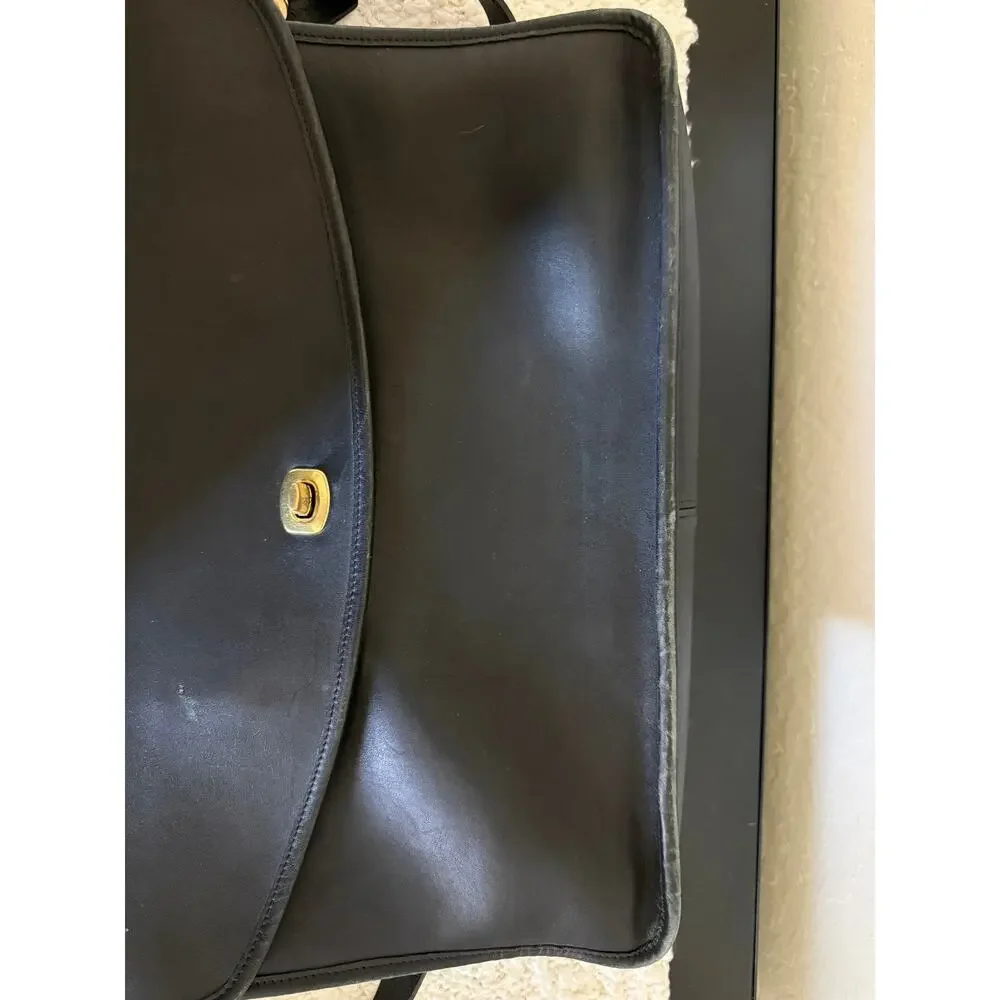 Vintage Coach Lexington Briefcase - Smooth Black Leather with Brass Hardware